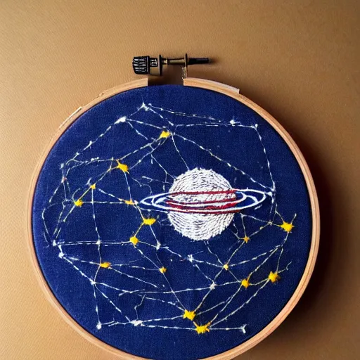 Prompt: Liminal space in outer space!!!, embroidery