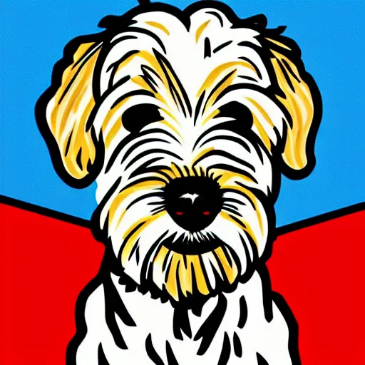 Prompt: wheaten terrier in the style of roy lichtenstein