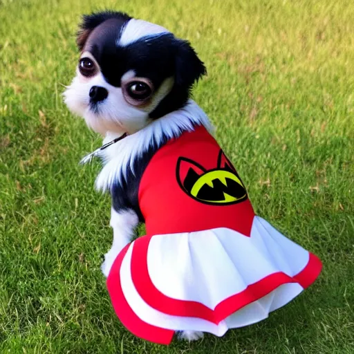 Prompt: chihuahua shih tzu mix breed dog dress like a super hero, real, 4k