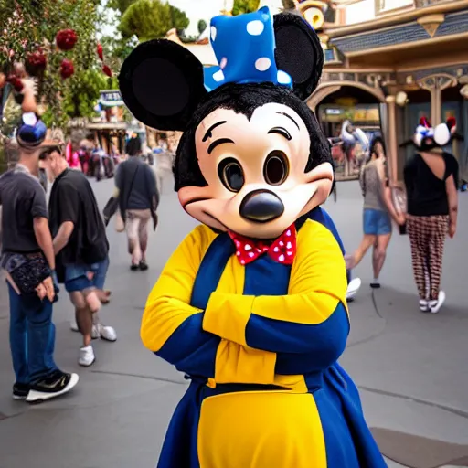 Image similar to adeformedcostumedcharacter at disneyland, kinda creepy, ultra detailed, 8 k resolution, ultrarealistic