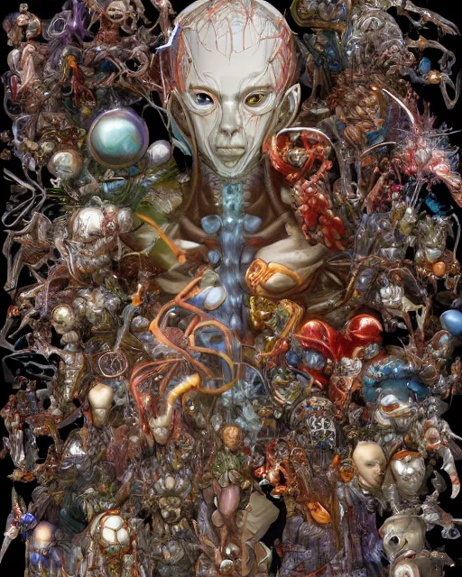 Image similar to anatomy of God by Yoshitaka Amano 4k hyper detailed trending on artstation