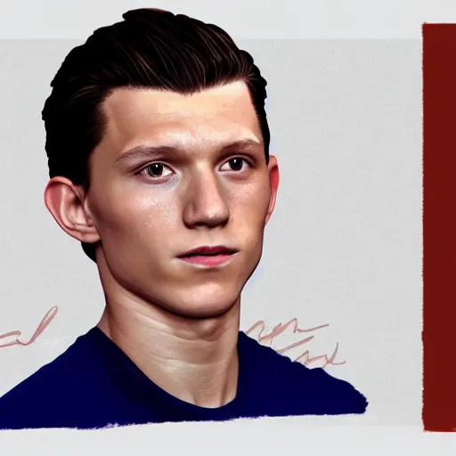 Image similar to tom holland close up face, photorealistic