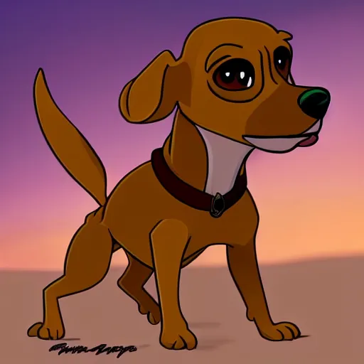Image similar to a brown chihuahua, in the style of goof troop, illustration, epic, realistic, hyper detailed, smooth