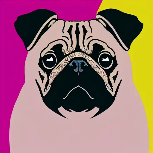 Image similar to digital illustration of a pug in an abstract style