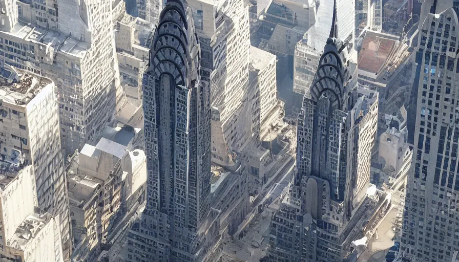 Prompt: big budget movie about a robot octopus climbing the chrysler building as attack helicopters shoot at it