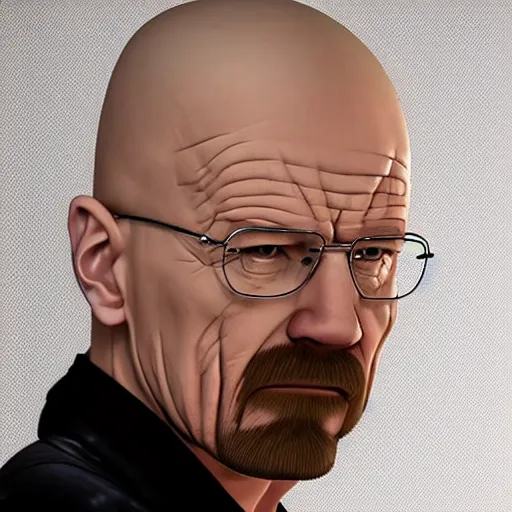 Image similar to Walter White with zoomer goofy haircut , face shot, portrait, detailed face, close-up, realistic, lifelike, studio lighting,