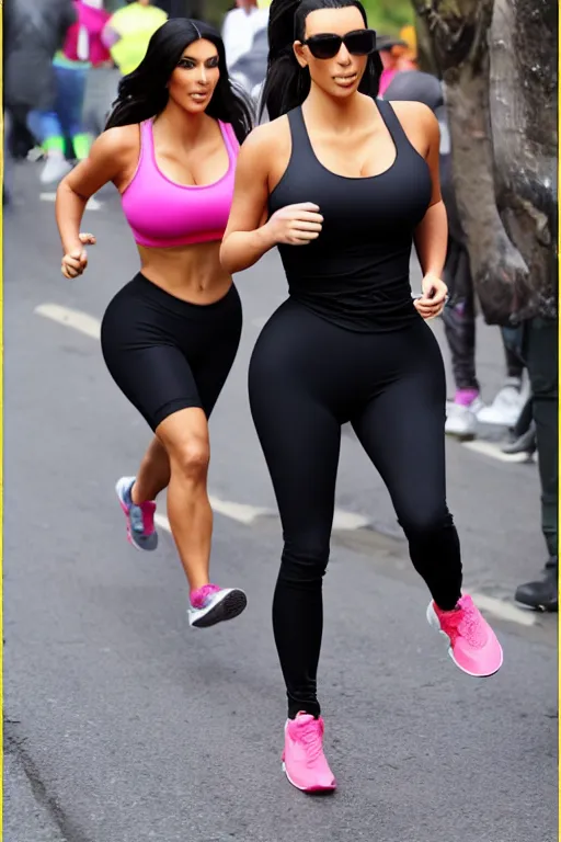 Image similar to Kim Kardashian running marathon hot