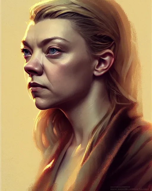 Prompt: natalie dormer, character portrait, portrait, close up, concept art, intricate details, highly detailed by greg rutkowski,