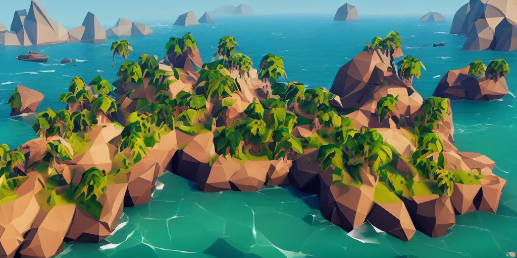 Prompt: low poly sea of thieves
