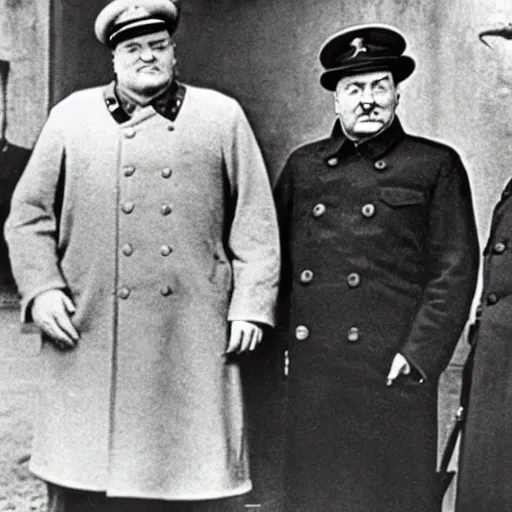 Image similar to Stalin, Churchill and Franklin Roosevelt having a great time