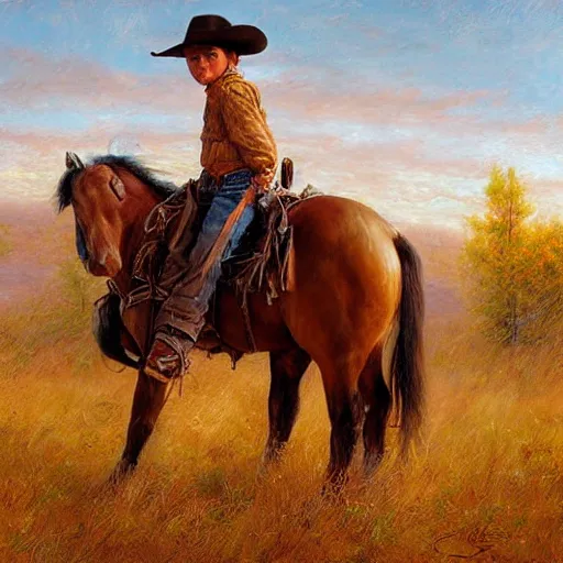 Image similar to cowboy, western art, Lilia Alvarado, Sophie Anderson, Mark Arian, Bob Byerley