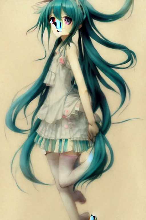 Image similar to ( ( ( ( ( real girl hatsune miku. muted colors. ) ) ) ) ) by jean - baptiste monge!!!!!!!!!!!!!!!!!!!!!!!!!!!