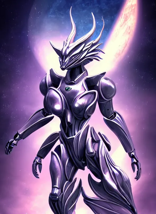 Prompt: goddess shot, galactic sized stunning beautiful anthropomorphic robot mecha female dragon, in space, larger than planets, posing elegantly, with earth in clawed hands, detailed silver armor, epic proportions, epic scale, ultra detailed digital art, furry art, macro art, dragon art, giantess art, warframe fanart, furaffinity, deviantart, realistic