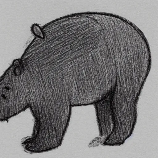 Prompt: a one - line drawing of eeyore if he was a bear