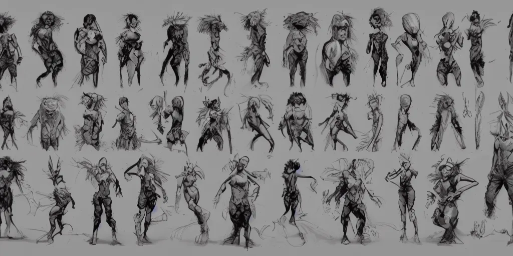 Image similar to gen 1 3, character sheet, concept design, contrast, mushroom people, kim jung gi, greg rutkowski, zabrocki, karlkka, jayison devadas, trending on artstation, 8 k, ultra wide angle, pincushion lens effect