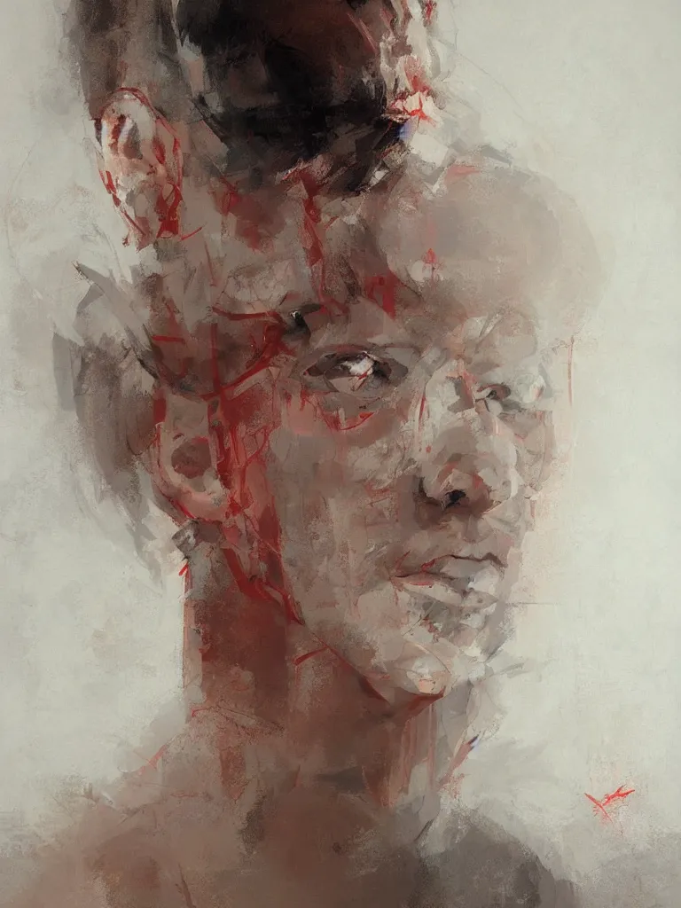 Image similar to spontaneous unfinished romantic portrait underpainting, beautiful juicy brush strokes, alla prima, realist, by richard schmid, trending on cgsociety, red