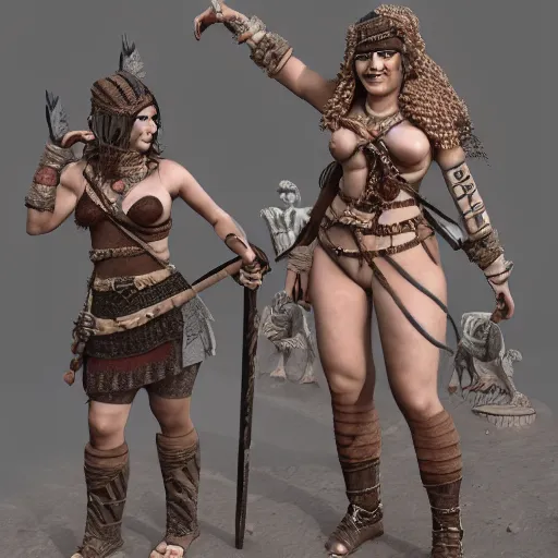 Image similar to barbarian harlots in babylon, highly detailed, trending on artstation