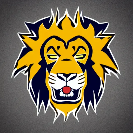 Prompt: sports logo of a laughing lion