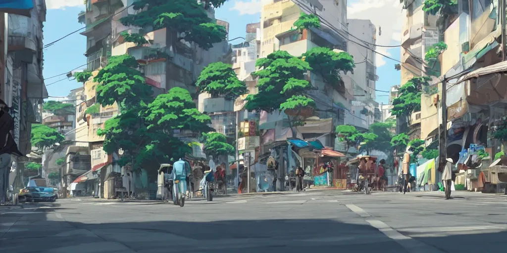 rio de janeiro streets in an anime film, directed by | Stable Diffusion