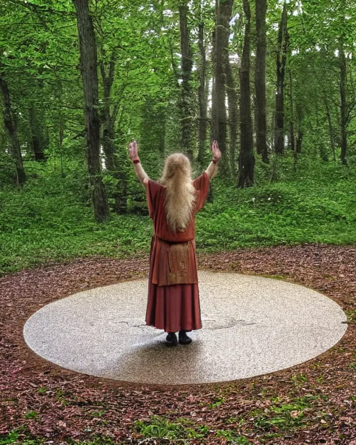 Image similar to a druid standing in a circle at the beginning of the world by mark silvestri