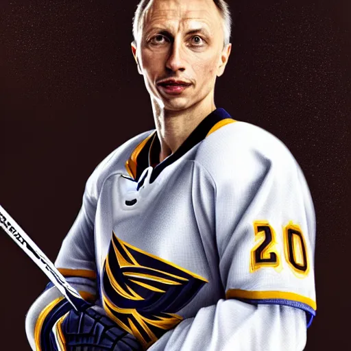 Prompt: Portrait of hockey player Igor The Professor Larionov, fantasy, intricate, elegant, highly detailed, digital painting, artstation, concept art, smooth, sharp focus, luxury fashion illustration, art by artgerm and greg rutkowski and alphonse mucha, brightly lit cinematic soft lighting, photorealistic