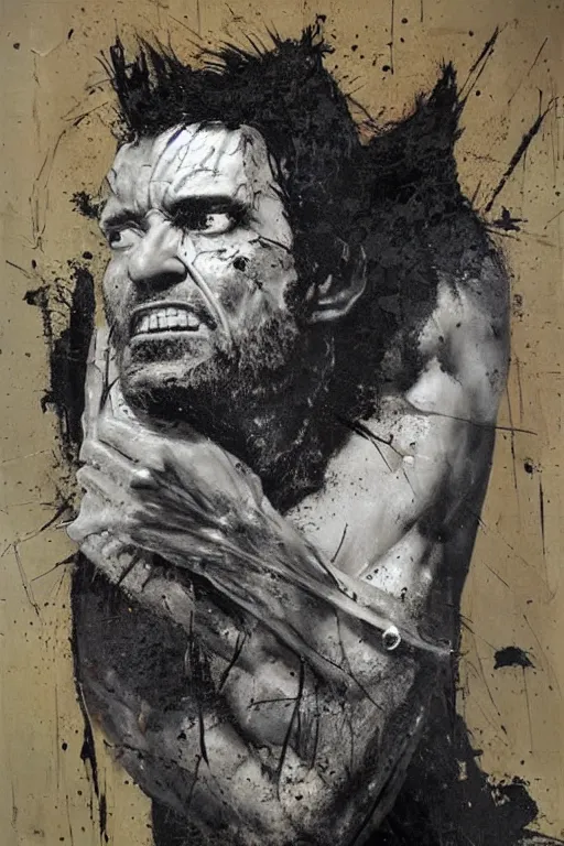 Image similar to Wolverine from the X-Men painting by Nicola Samori