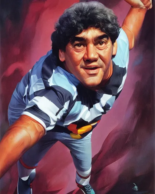 Image similar to studio light, portrait, diego armando maradona by peter andrew jones!!!!!!!!, by roger dean, hd, hyper detailed, 4 k