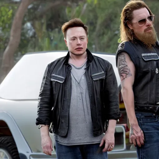 Image similar to Elon Musk in Sons of anarchy very detail4K quality super realistic