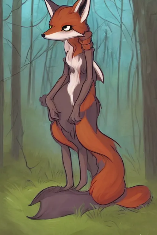 Prompt: a pretty medieval anthropomorphic fox with a fluffy tail in the forest, comic art, trending on furaffinity, cartoon, kawaii, backlighting, furry art!!!, warm shading, concept art, radiant light