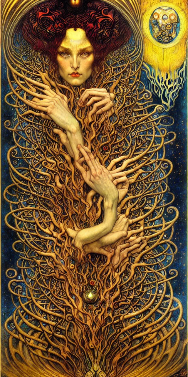 Image similar to Divine Chaos Engine by Karol Bak, Jean Delville, William Blake, Gustav Klimt, and Vincent Van Gogh, symbolist, visionary