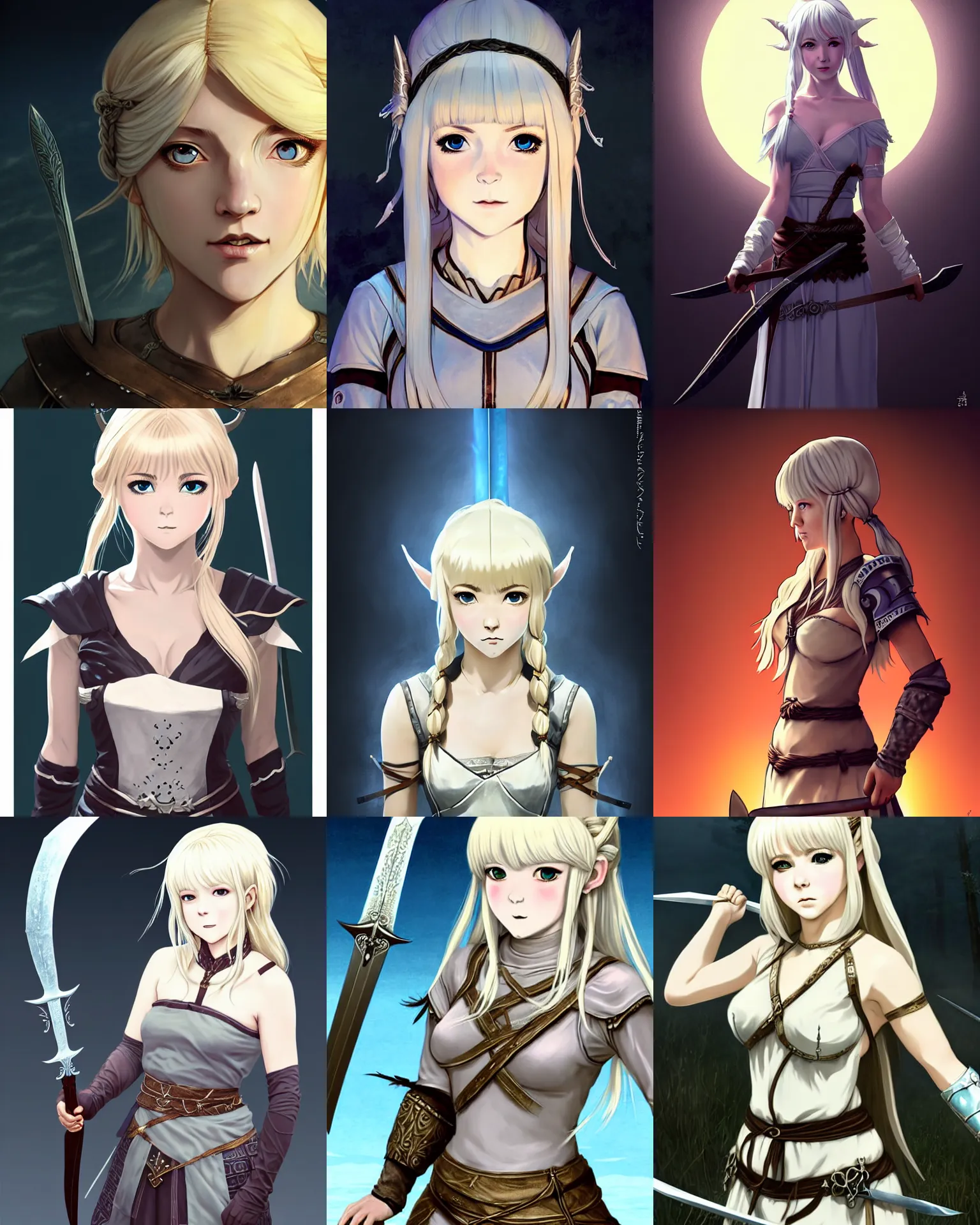 Prompt: Ssunbiki as a beautiful Jordis the Sword-Maiden from Skyrim || very very smiling, blonde, cute-fine-face, pretty face, realistic shaded Perfect face, fine details. Anime. realistic shaded lighting poster by Ilya Kuvshinov katsuhiro otomo ghost-in-the-shell, Sakimichan, magali villeneuve, artgerm, Jeremy Lipkin and Michael Garmash and Rob Rey