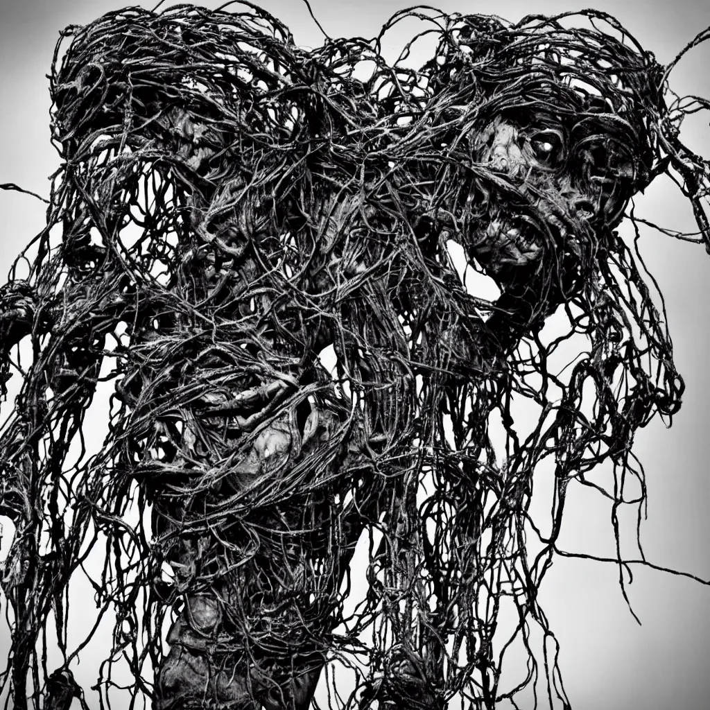 Image similar to Horrifying creature, horror, eerie, wires
