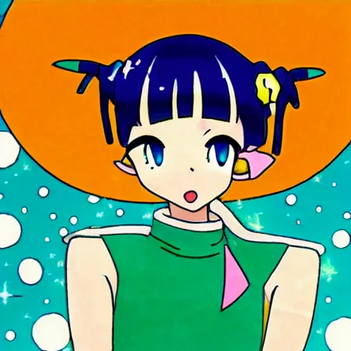 Prompt: Lum from Urusei Yatsura, anime, aesthetic, space