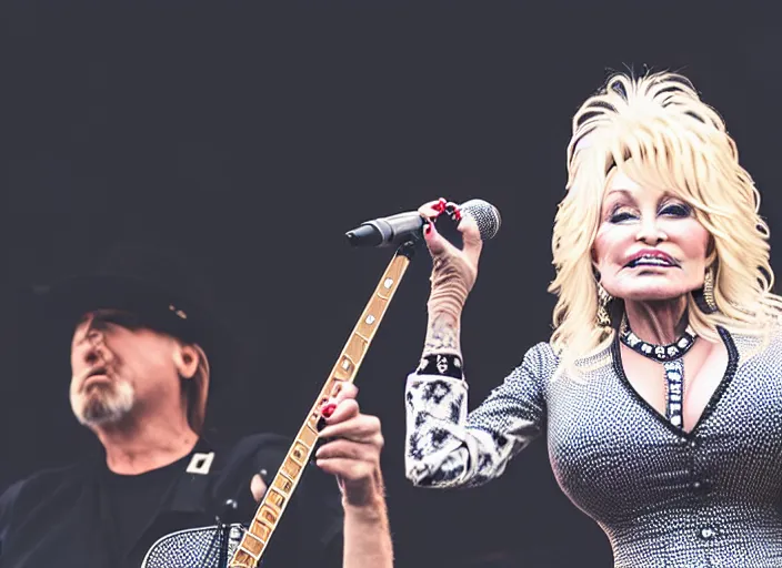 Image similar to photo still of dolly parton at the vans warped tour 2 0 1 8!!!!!!!! at age 3 6 years old 3 6 years of age!!!!!!!! stage diving into the crows, 8 k, 8 5 mm f 1. 8, studio lighting, rim light, right side key light