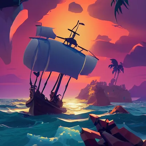 Image similar to painting treasure on sea of thieves game smooth median photoshop filter cutout vector, behance hd by jesper ejsing, by rhads, makoto shinkai and lois van baarle, ilya kuvshinov, rossdraws global illumination