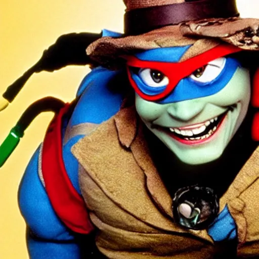 Prompt: johny depp as turtle in 9 0 s teenage mutant ninja turtles tv show