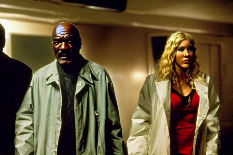 Image similar to film still of bryan cranston and kesha and delroy lindo in cosmic horror! the musical by david cronenberg, budapest street background, 3 5 mm film, atmospheric, ultra fine detail, film grain, photorealistic, hyperrealistic