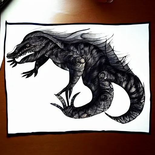 Prompt: depiction of a creature, ink painting, highly detailed, - h 7 0 4, upscaled