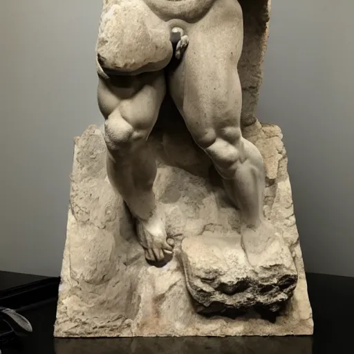 Image similar to Ancient Greek statue of Zeus looking angrily at his iPhone