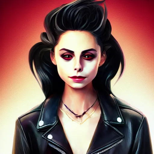 Image similar to a portrait of a beautiful willa holland as a greaser leather jacket, art by lois van baarle and loish and ross tran and rossdraws and sam yang and samdoesarts and artgerm, digital art, highly detailed, intricate, sharp focus, trending on artstation hq, deviantart, unreal engine 5, 4 k uhd image