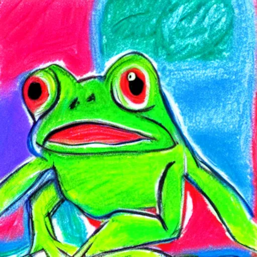 Image similar to a frog doing a handgripper exercise, oil pastel, denoise