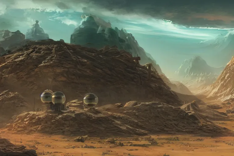 Prompt: Martian civilization, concept art by Jason Chan