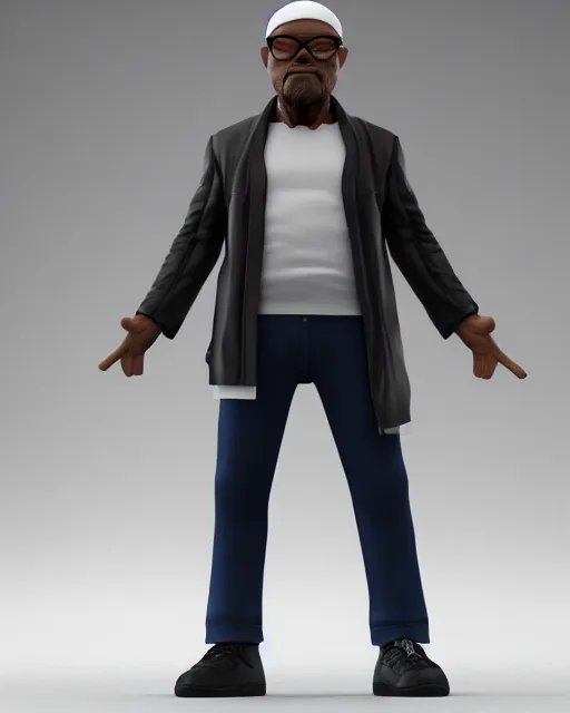 Image similar to full body 3d render of Samuel L. Jackson as a funko pop, studio lighting, white background, blender, trending on artstation, 8k, highly detailed