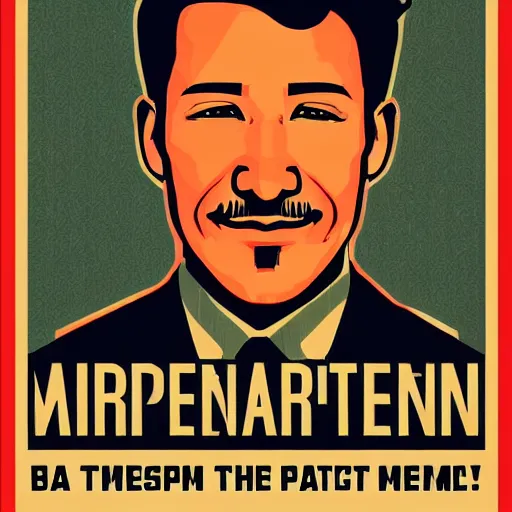 Prompt: a portrait of markiplier painted by shepard fairey, propaganda poster.