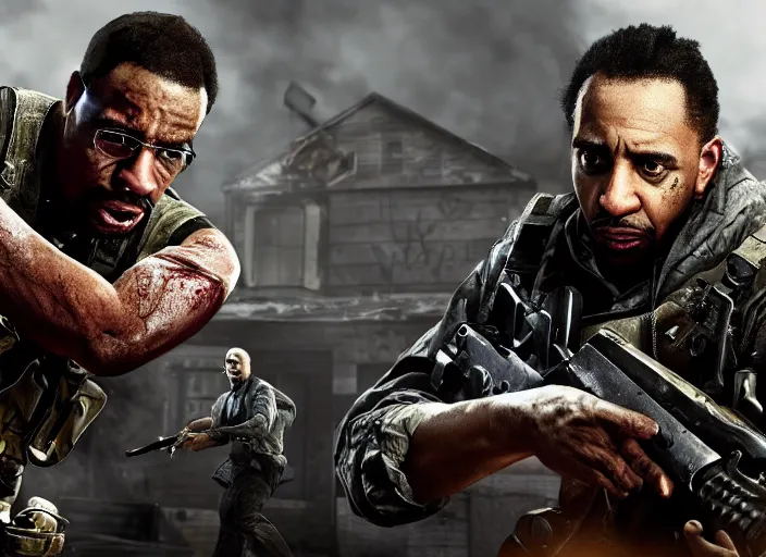 Prompt: stephen a smith in call of duty zombies, ps 4 gameplay der riese
