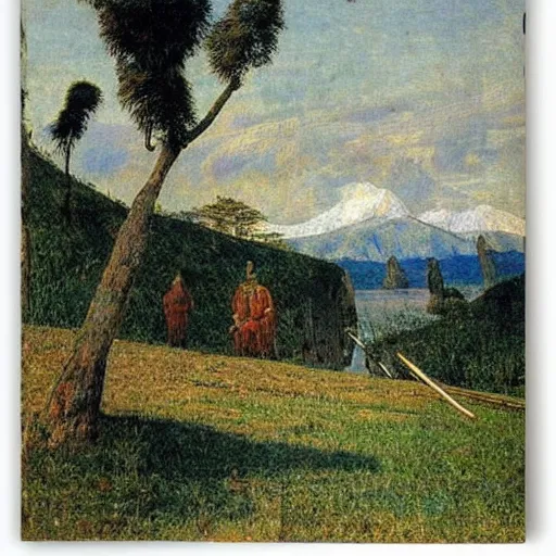 Prompt: lao republic landscape by giovanni segantini