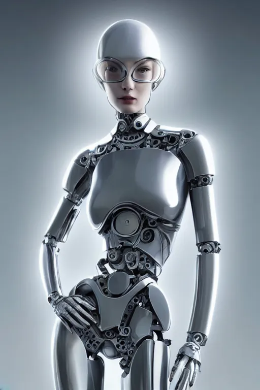 Prompt: Mechanical but elegant female android looking, organic elegant sleek design, cinematic lighting, intricate, elegant, super highly detailed, art station, concept art, smooth, sharp focus, no blur, no dof, extreme illustrationPhotorealism, HD quality, 8k resolution, cinema 4d, 3D, beautiful, delicate, art by artgerm and greg rutkowski and alphonse mucha and loish and WLOP