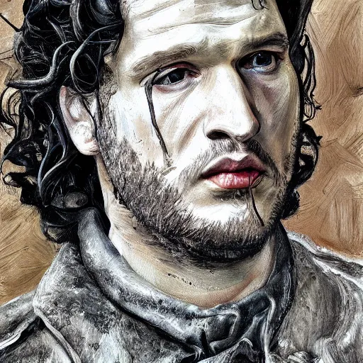 Image similar to high quality high detail painting by lucian freud, hd, jon snow