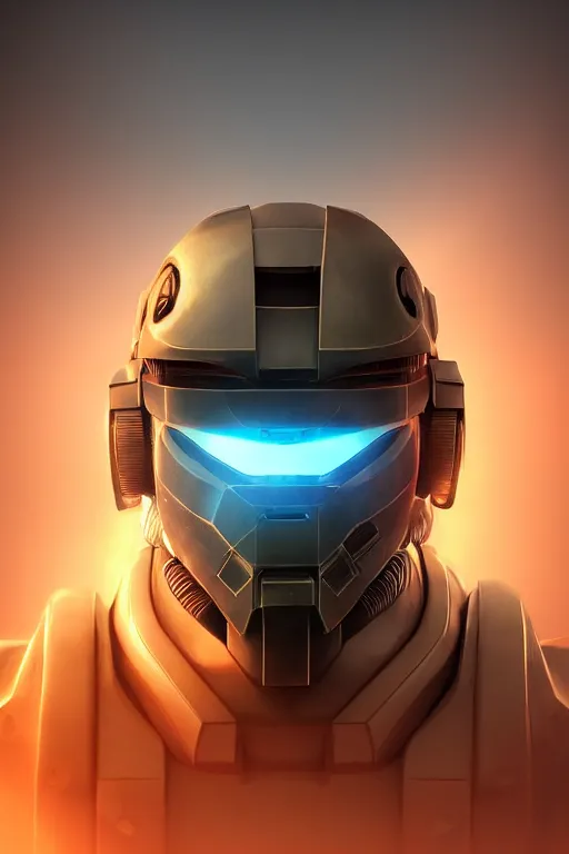 Image similar to robot ninja mask helmet halo master chief radiating a glowing aura global illumination ray tracing hdr fanart arstation by ian pesty and katarzyna da „ bek - chmiel