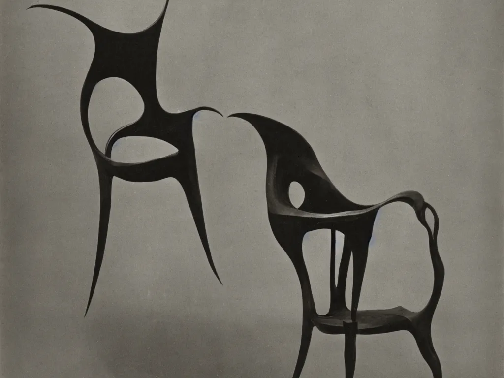 Image similar to luminescent gothic chair with ear. karl blossfeldt